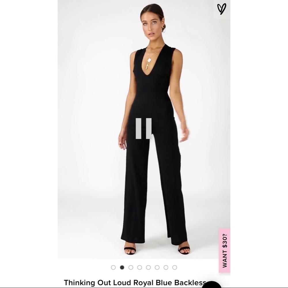 Lulu’s Thinking Out Loud Black Backless Jumpsuit